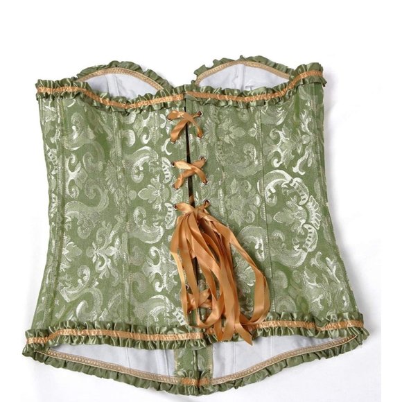 frawirshau Women's Lace Up Boned Overbust Corset Bustier Lingerie Bodyshaper Top - Picture 7 of 8